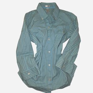 ​Y2K Vintage Old Navy "Perfect Fit" Button-Up Shirt Women's Medium Striped Blue